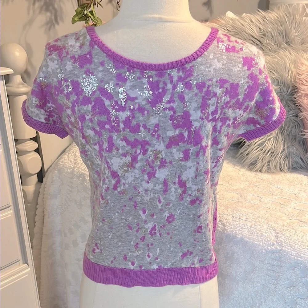 Justice Purple Gray Silver Short Sleeve Top